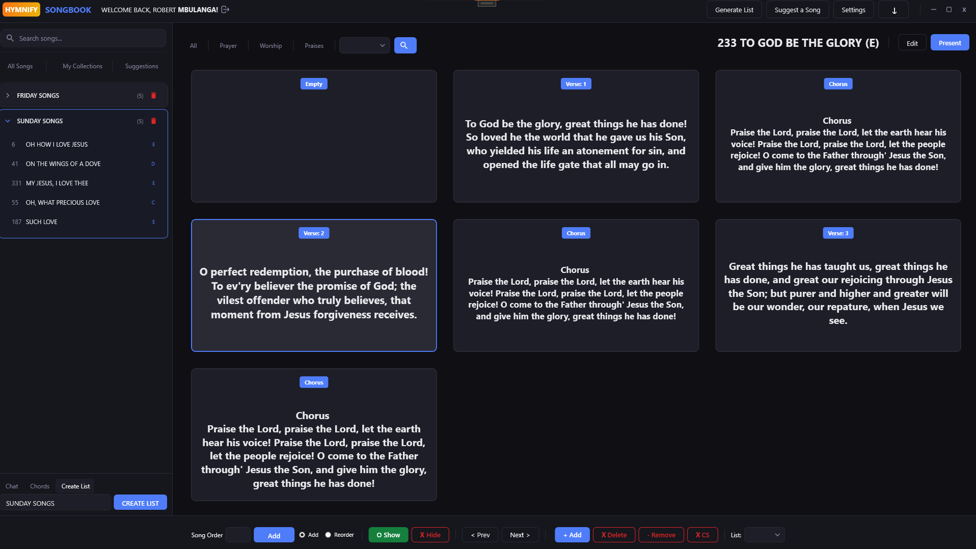 Song Collections & Service Lists