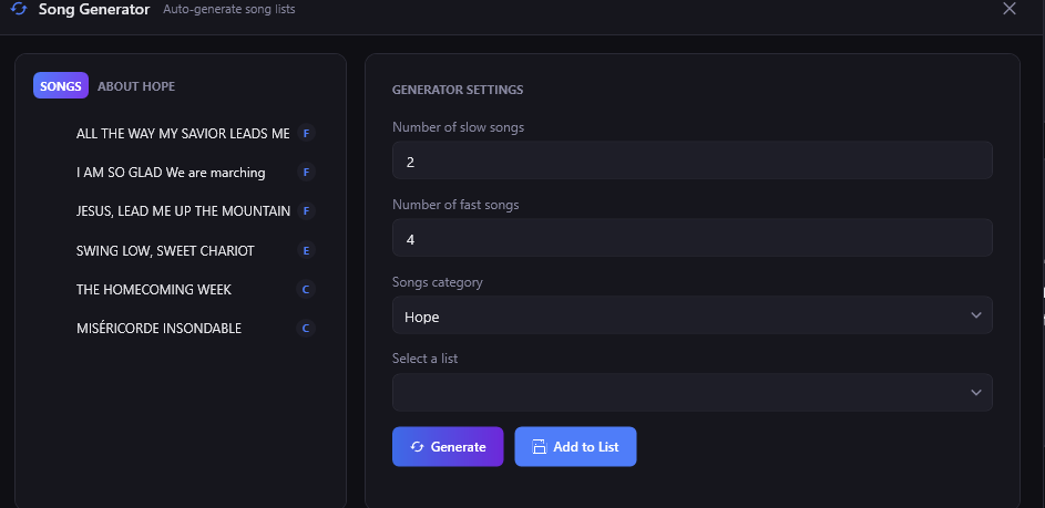 Song List Generator